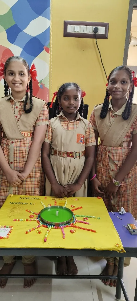 Science exhibition — a student with a model.